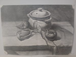 高脚杯陶壶--素描-阳光小屋