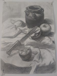 陶罐西红柿水果刀-素描-阳光小屋