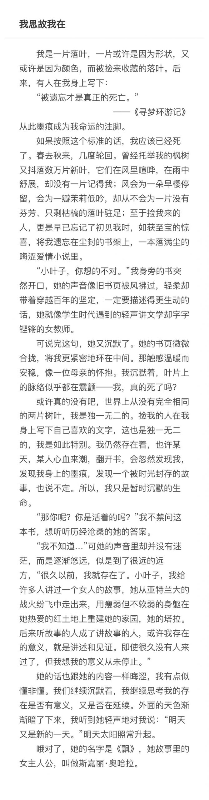 文学：我思故我在-阳光小屋